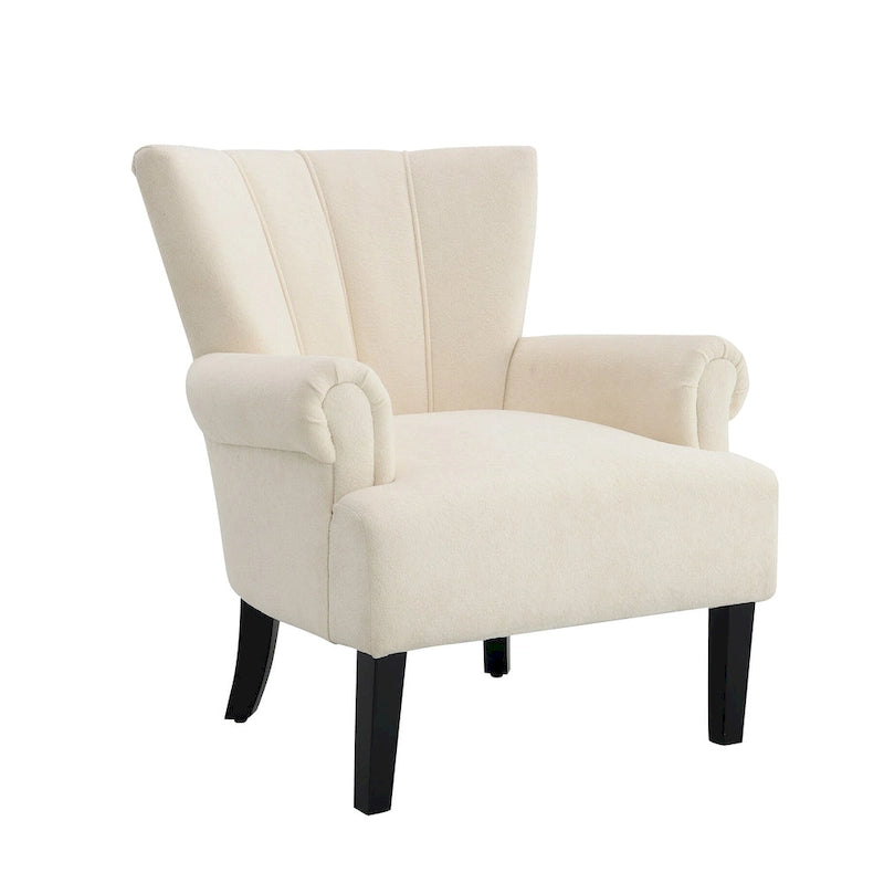 Beige Modern Channel Back Arm Chair