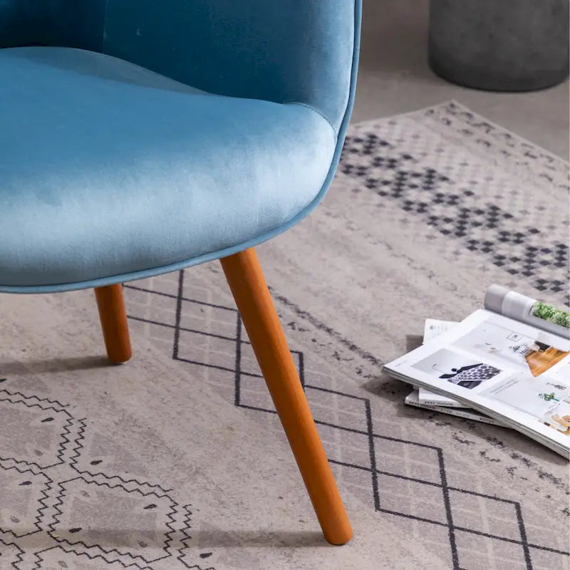 Blue Velvet Button Tufted Accent Chair
