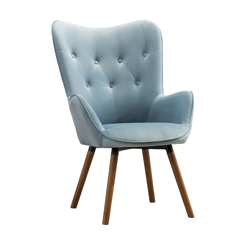 Blue Velvet Button Tufted Accent Chair