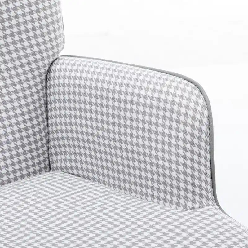 Soft Houndstooth Fabric Rocking Chair for Nursery and Living Room