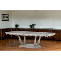 Off White Solid Wood Round Pedestal Base Dining Table