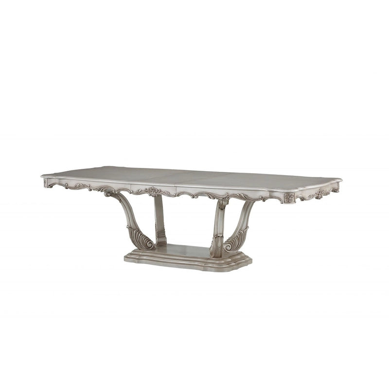 Off White Solid Wood Round Pedestal Base Dining Table