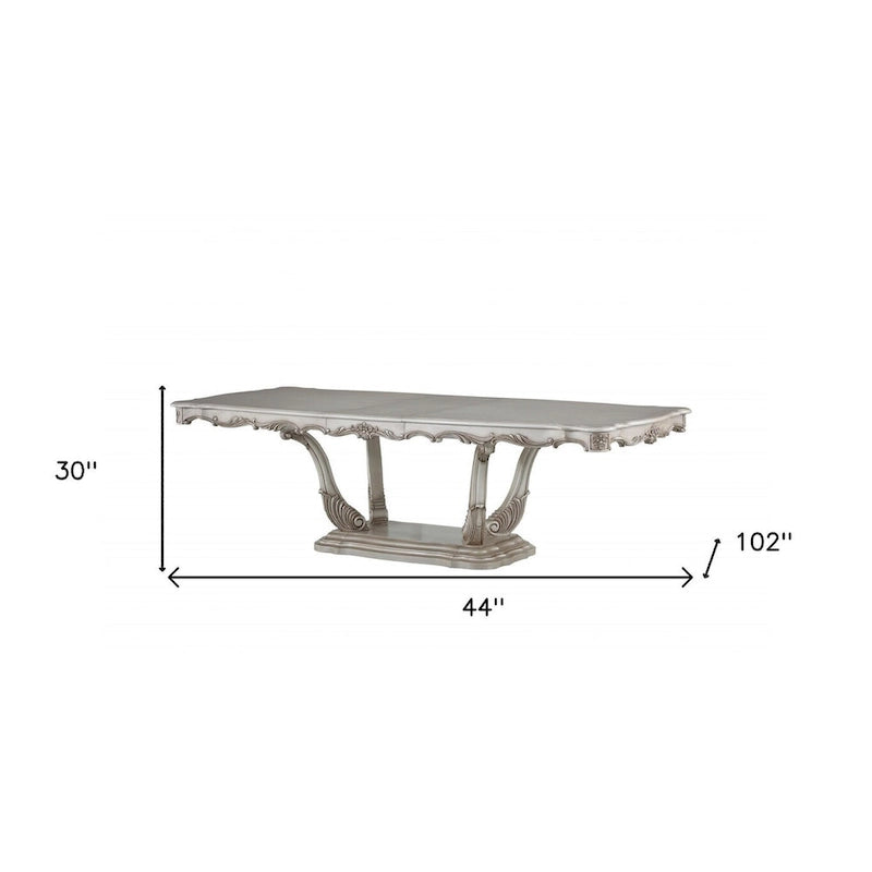 Off White Solid Wood Round Pedestal Base Dining Table