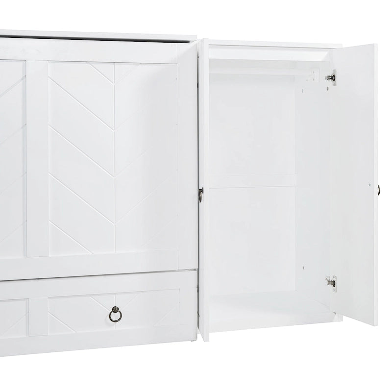 Murphy-Bett in Queen Size mit USB-Anschlüssen, Stauraumschublade, Kleiderschrank und Schreibtisch