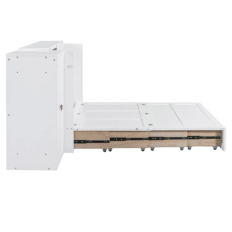 Murphy-Bett in Queen Size mit USB-Anschlüssen, Stauraumschublade, Kleiderschrank und Schreibtisch