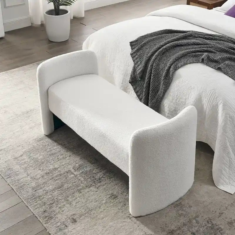 H-Frame Polyester Upholstered Bench with Modern Design