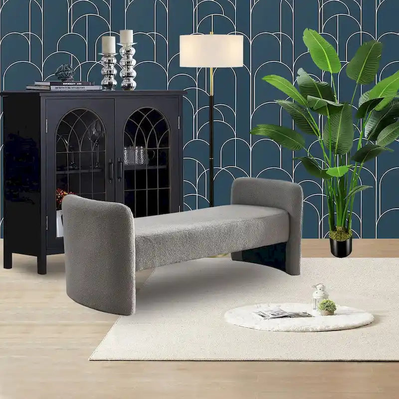 Gepolsterte Polyesterbank mit H-Gestell und modernem Design