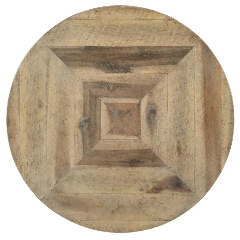 Beistelltisch aus Metall mit Platte aus Akazienholz, rund, Durchmesser 22 Inches