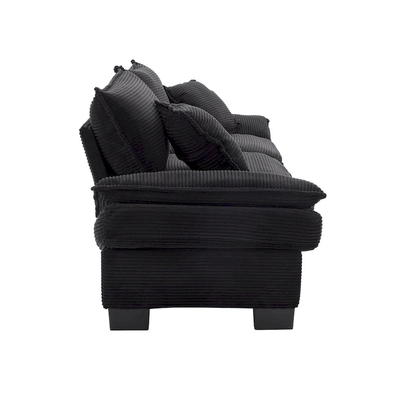 65.5-Inch Corduroy 3-Seater Sofa with 2 Back Pillows and 550-Pound Weight Capacity