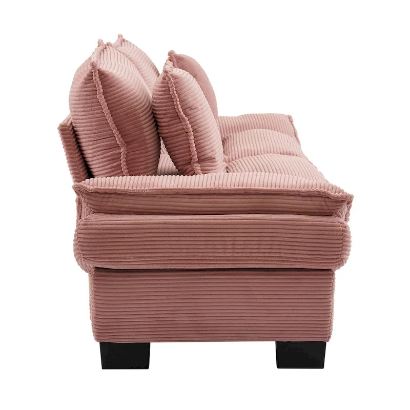 65.5-Inch Corduroy 3-Seater Sofa with 2 Back Pillows and 550-Pound Weight Capacity