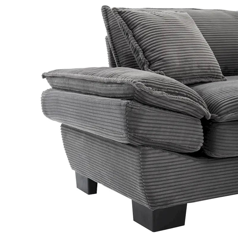 65.5-Inch Corduroy 3-Seater Sofa with 2 Back Pillows and 550-Pound Weight Capacity