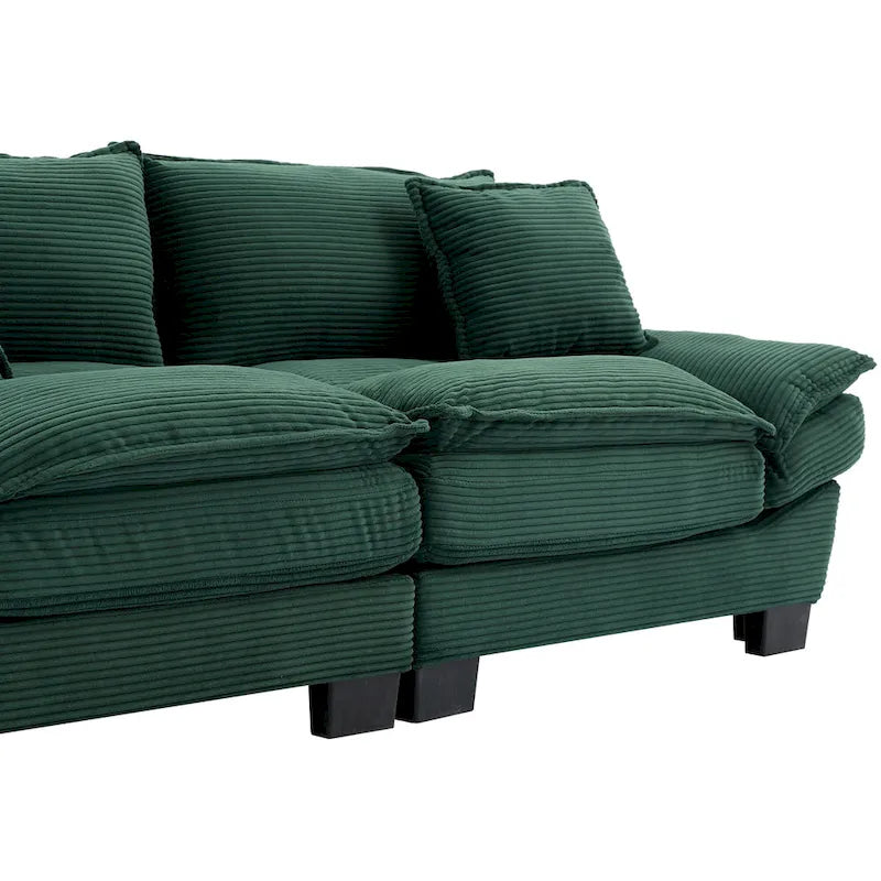 65.5-Inch Corduroy 3-Seater Sofa with 2 Back Pillows and 550-Pound Weight Capacity