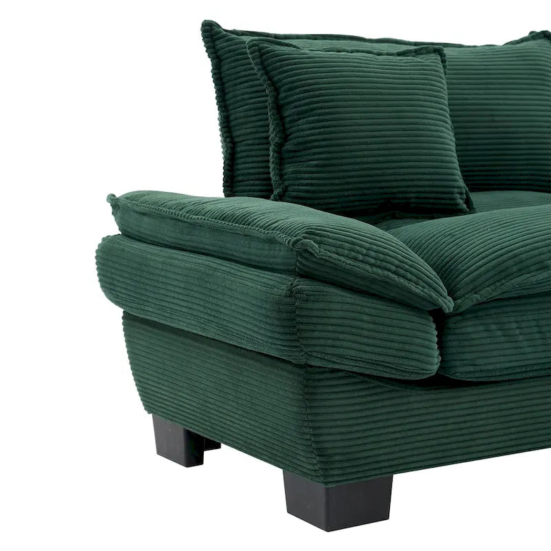 65.5-Inch Corduroy 3-Seater Sofa with 2 Back Pillows and 550-Pound Weight Capacity