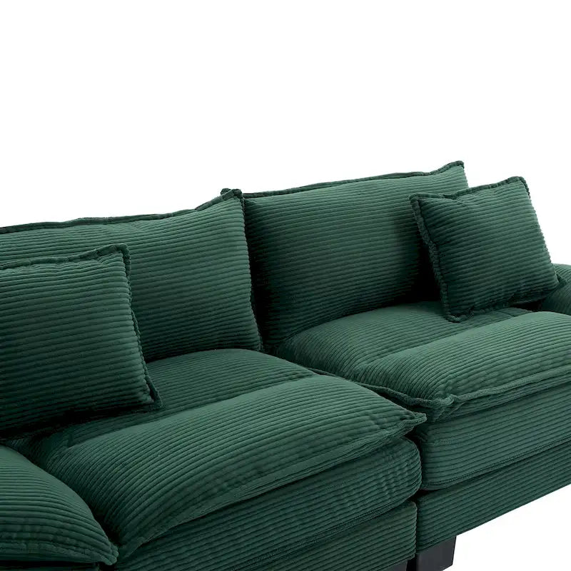 65.5-Inch Corduroy 3-Seater Sofa with 2 Back Pillows and 550-Pound Weight Capacity