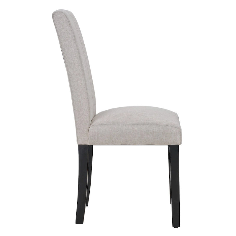 Classic Upholstered Dining Chairs Set of 4 with Fabric Seat and Solid Wood Legs