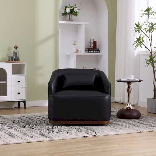 Schwarzer 360-Grad-Drehstuhl aus PU-Leder im Fassondesign mit Metallgestell