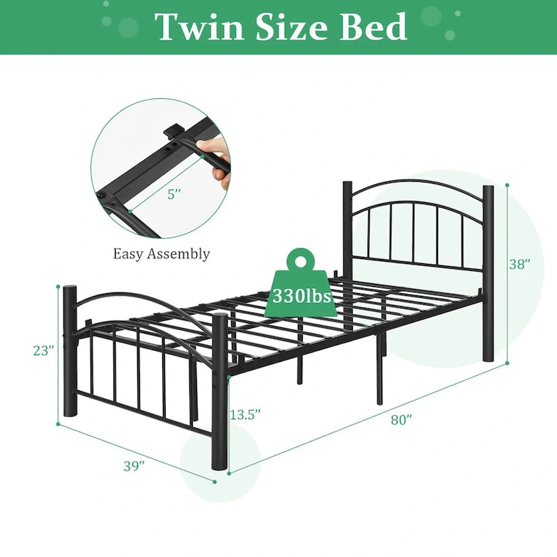 Metall-Plattformbettgestell, erhältlich in Twin-, Full- und Queen-Size