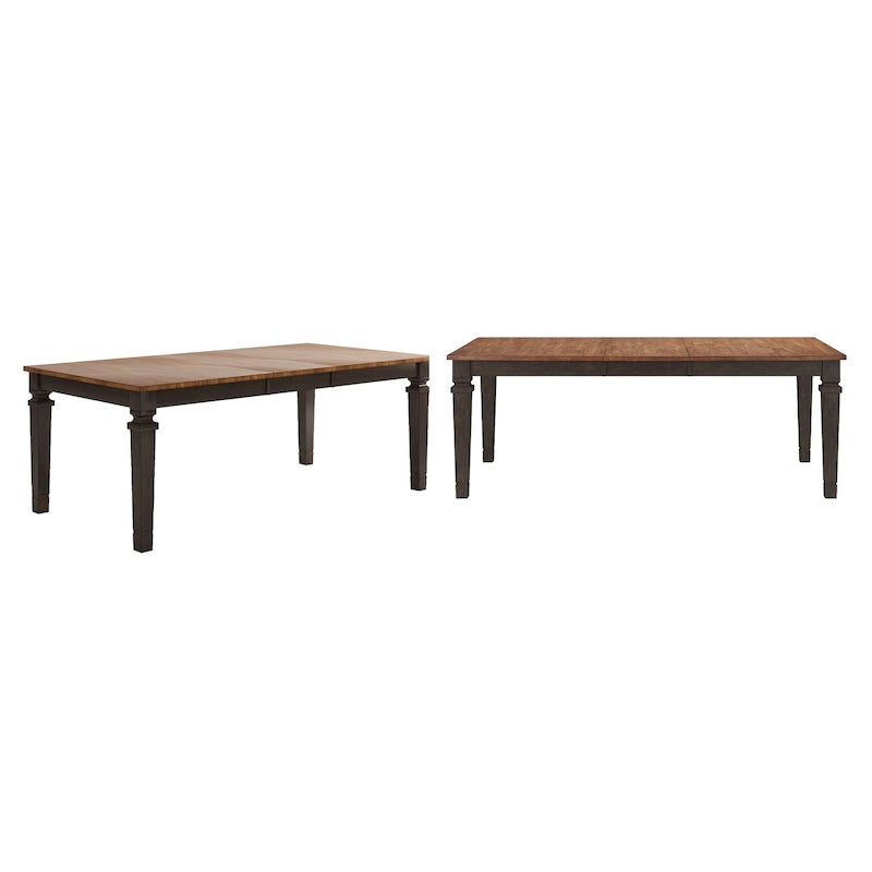 Extendable Solid Wood Farmhouse Dining Table with Oak Finish