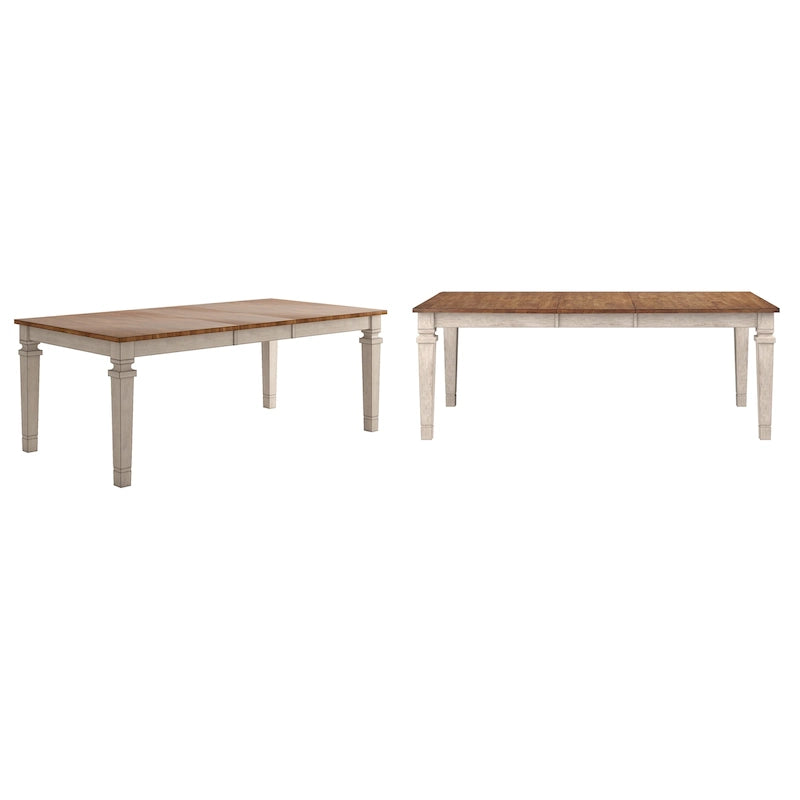 Extendable Solid Wood Farmhouse Dining Table with Oak Finish