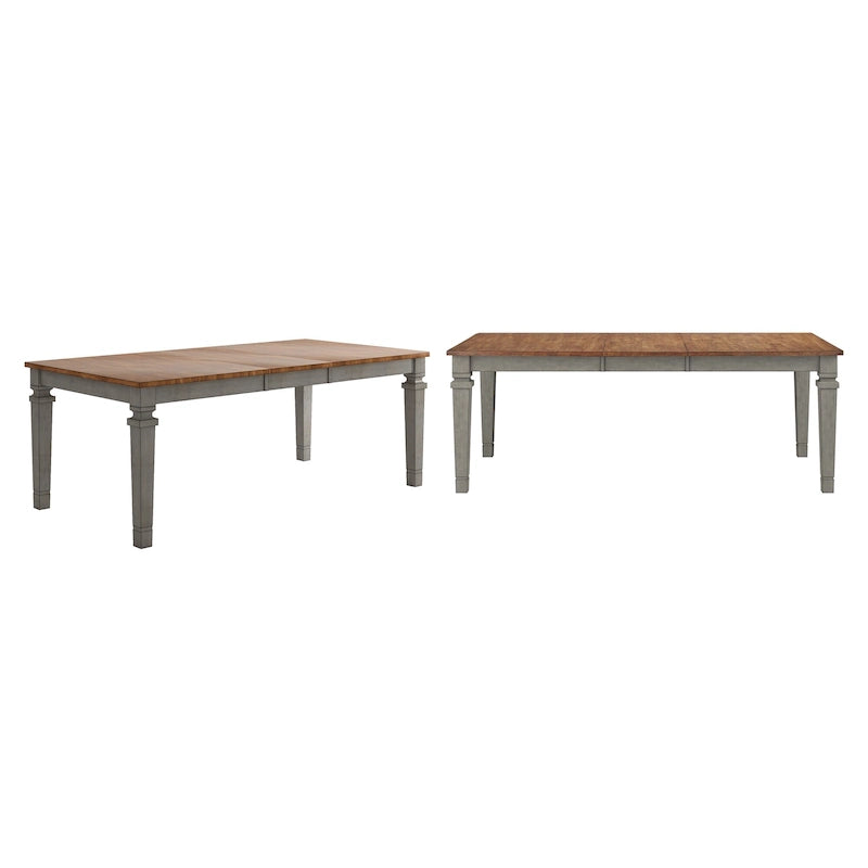 Extendable Solid Wood Farmhouse Dining Table with Oak Finish