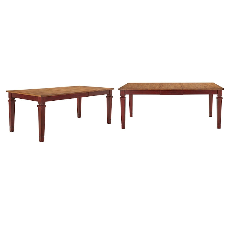 Extendable Solid Wood Farmhouse Dining Table with Oak Finish