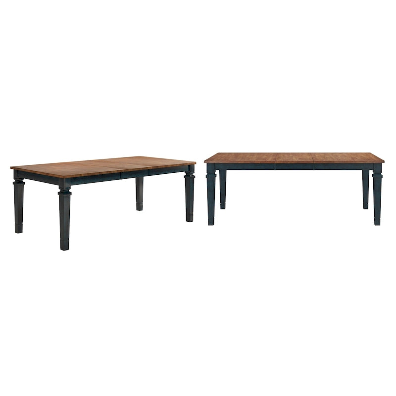 Extendable Solid Wood Farmhouse Dining Table with Oak Finish