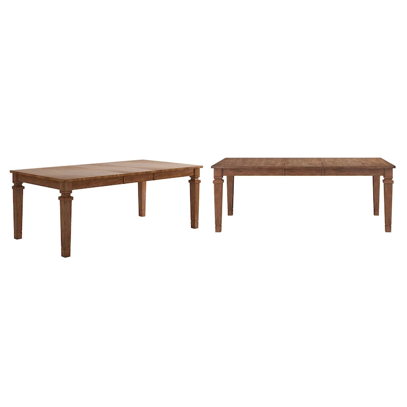 Extendable Solid Wood Farmhouse Dining Table with Oak Finish