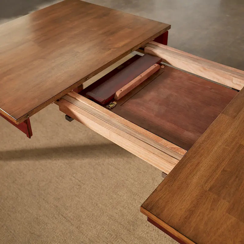 Extendable Solid Wood Farmhouse Dining Table with Oak Finish
