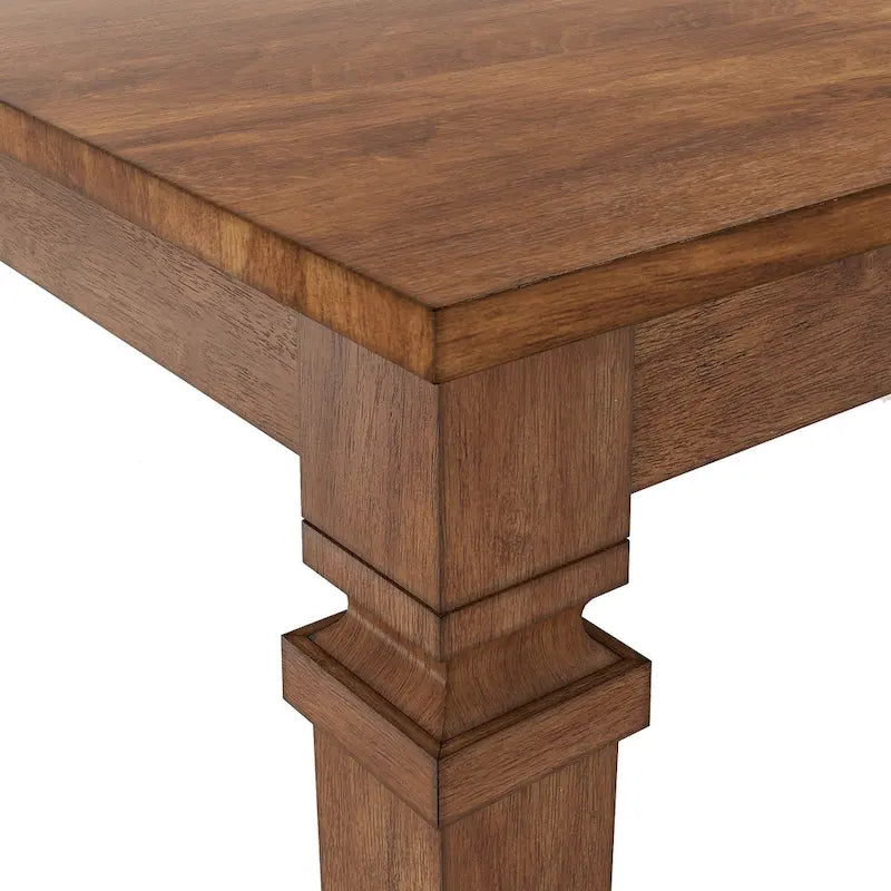 Extendable Solid Wood Farmhouse Dining Table with Oak Finish