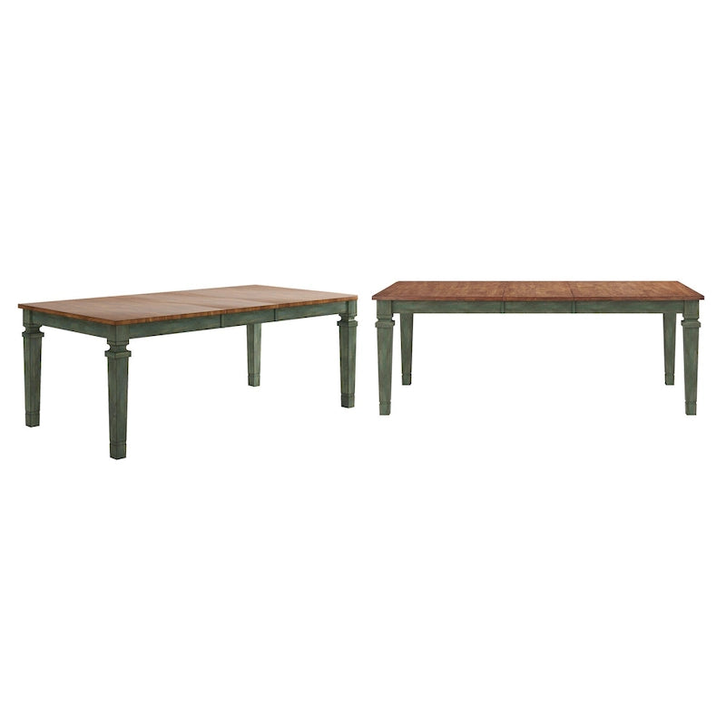 Extendable Solid Wood Farmhouse Dining Table with Oak Finish