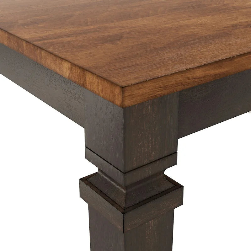 Extendable Solid Wood Farmhouse Dining Table with Oak Finish