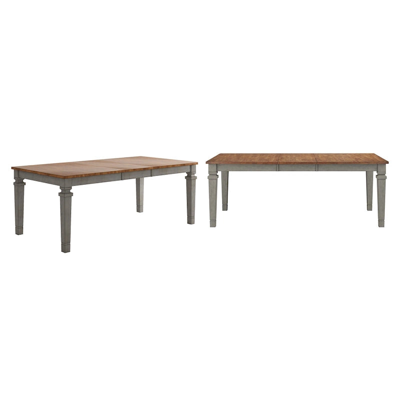 Extendable Solid Wood Farmhouse Dining Table with Oak Finish