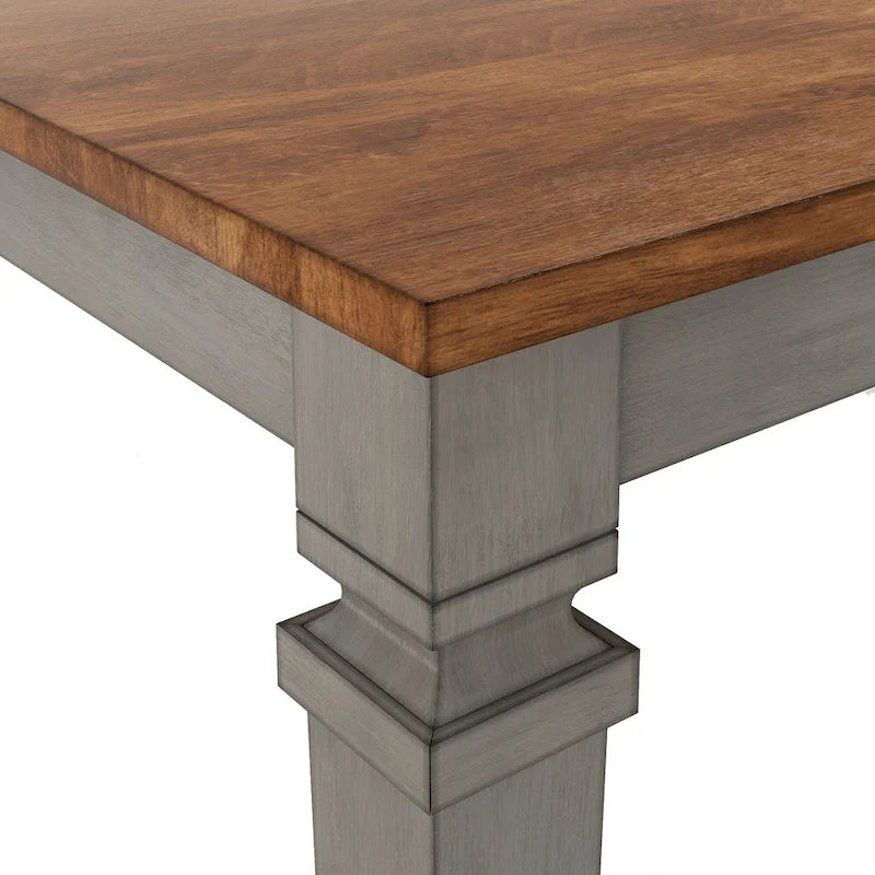 Extendable Solid Wood Farmhouse Dining Table with Oak Finish