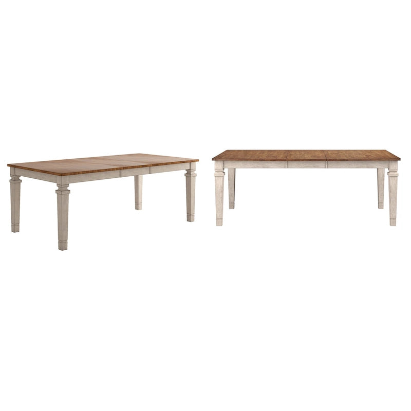 Extendable Solid Wood Farmhouse Dining Table with Oak Finish