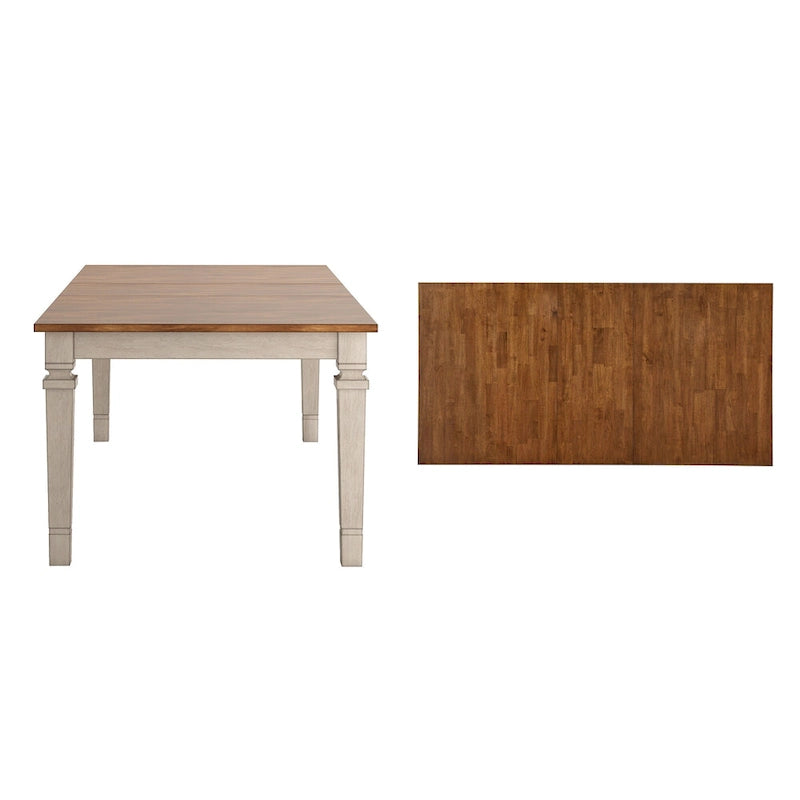 Extendable Solid Wood Farmhouse Dining Table with Oak Finish