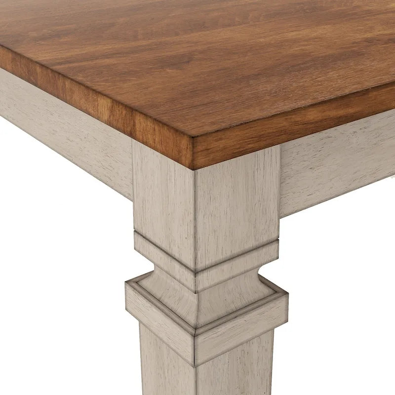 Extendable Solid Wood Farmhouse Dining Table with Oak Finish