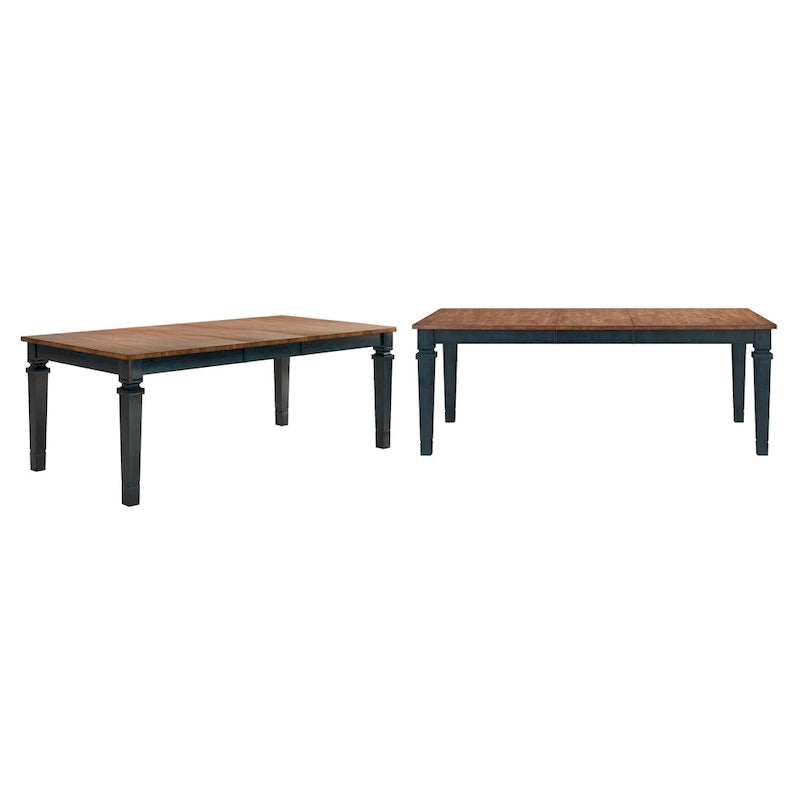 Extendable Solid Wood Farmhouse Dining Table with Oak Finish
