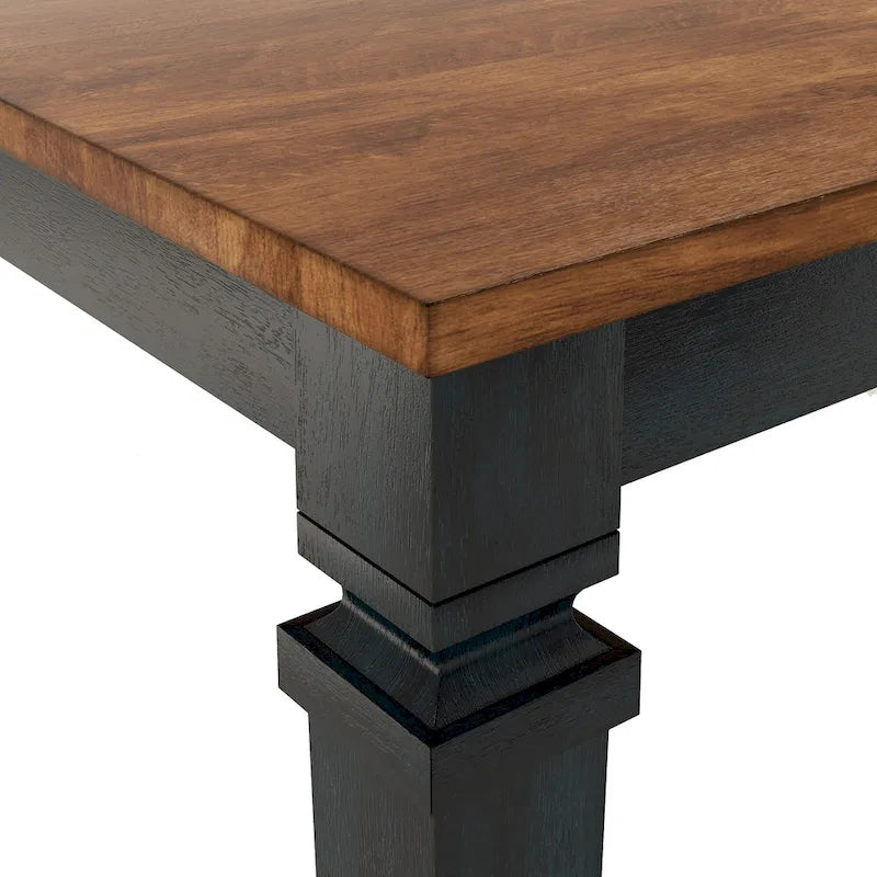 Extendable Solid Wood Farmhouse Dining Table with Oak Finish
