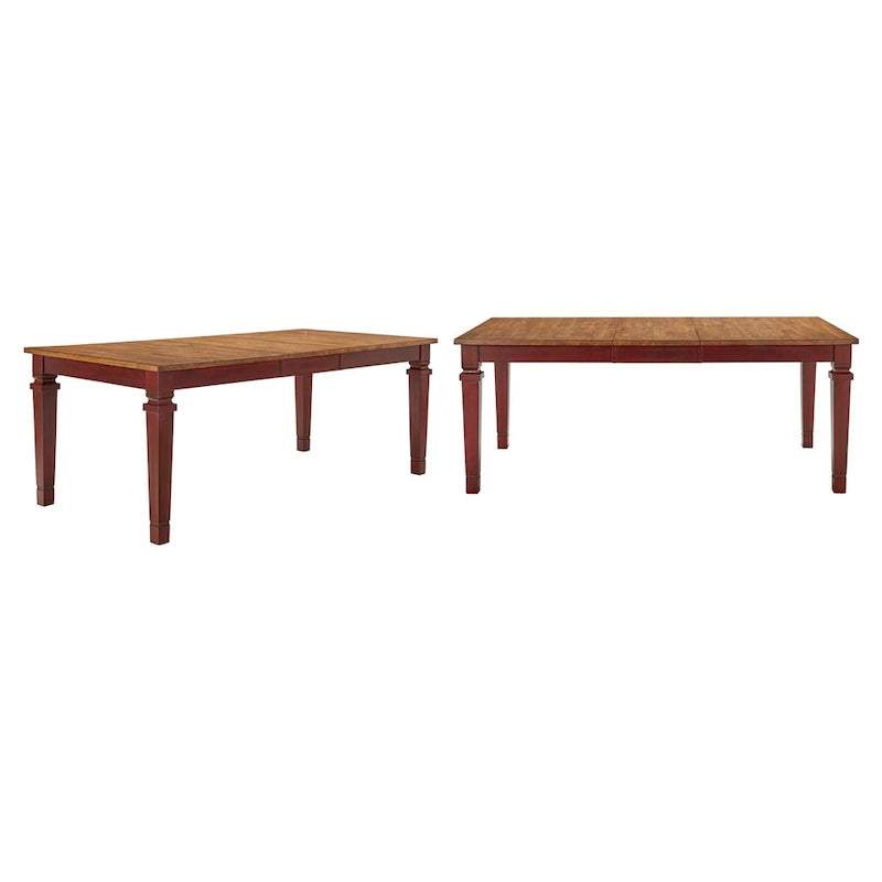 Extendable Solid Wood Farmhouse Dining Table with Oak Finish