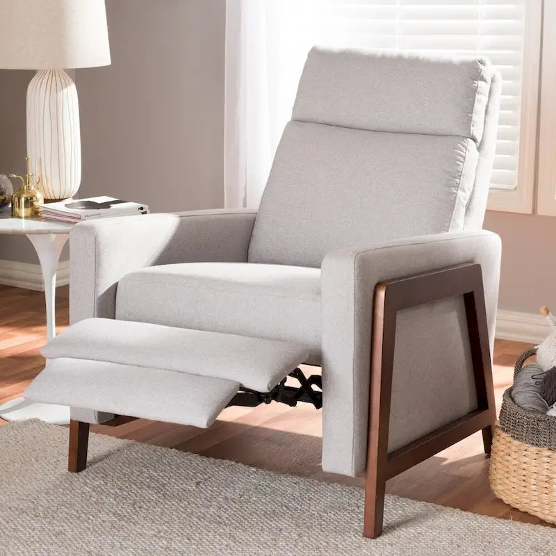 Mid-Century Fabric Recliner Chair with Footrest