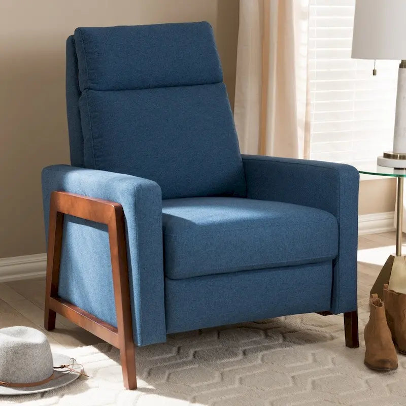 Mid-Century Fabric Recliner Chair with Footrest