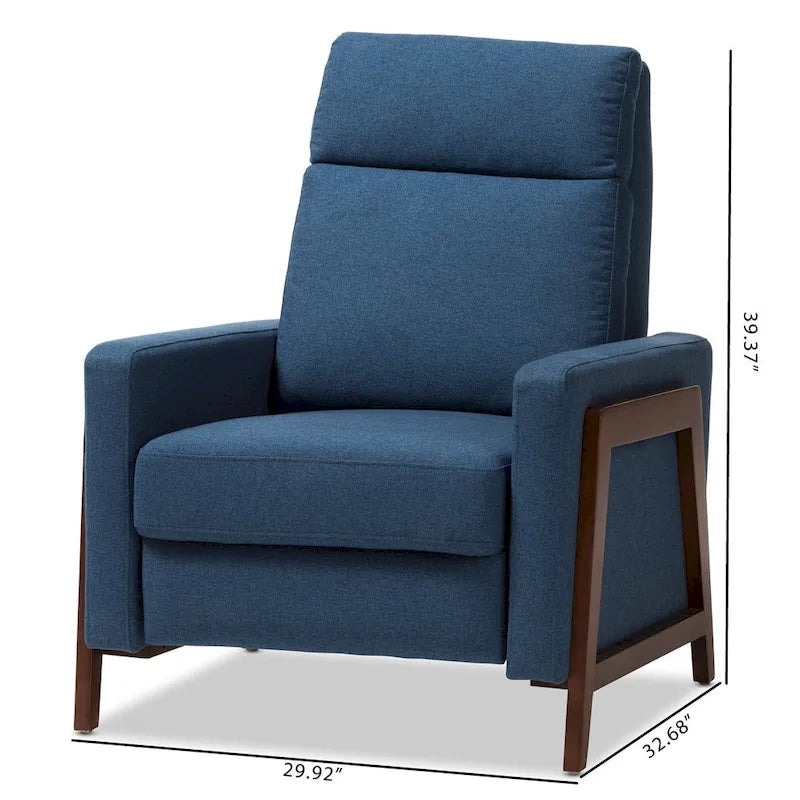 Mid-Century Fabric Recliner Chair with Footrest
