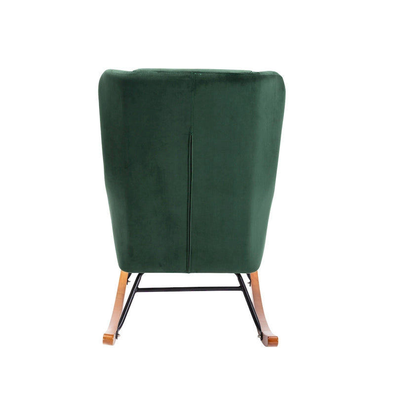 Velvet Rocking Accent Chair with Rubber Wood and Steel Legs