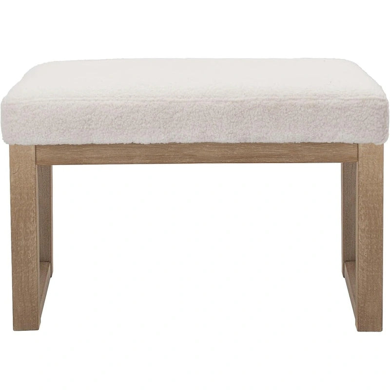 White Velvet Rectangle Ottoman Bench Footstool