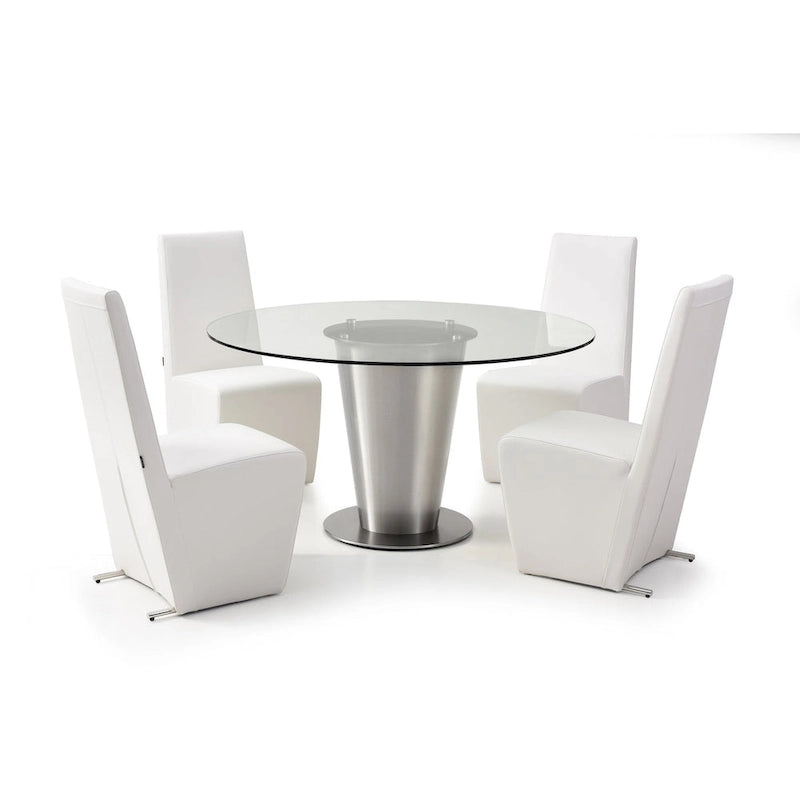 Round Glass Dining Table with Stainless Steel Base or Lazy Susan