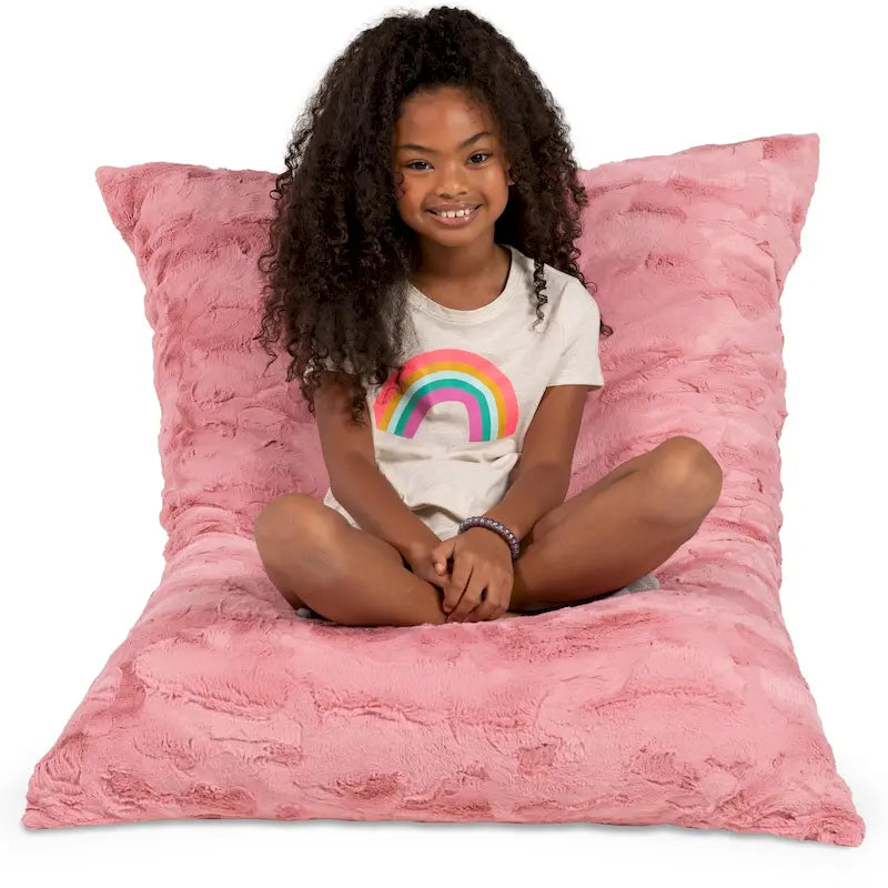 Giant 3.5-Foot Faux Fur Floor Pillow Bean Bag for Kids