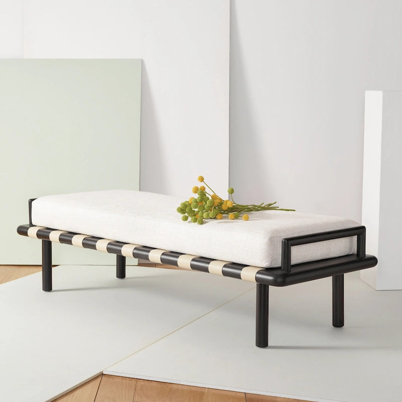 Sitzbank aus Teakholz mit Outdoor-Sitzkissen, 70 x 26 x 19 Inches