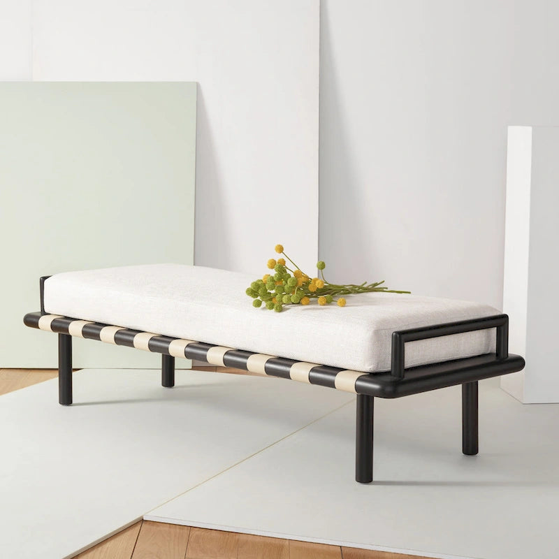 Sitzbank aus Teakholz mit Outdoor-Sitzkissen, 70 x 26 x 19 Inches