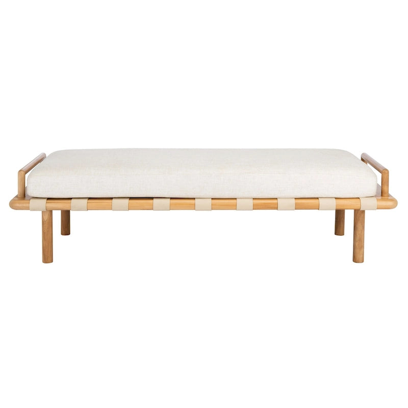 Sitzbank aus Teakholz mit Outdoor-Sitzkissen, 70 x 26 x 19 Inches