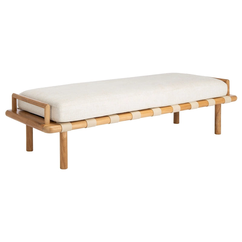 Sitzbank aus Teakholz mit Outdoor-Sitzkissen, 70 x 26 x 19 Inches